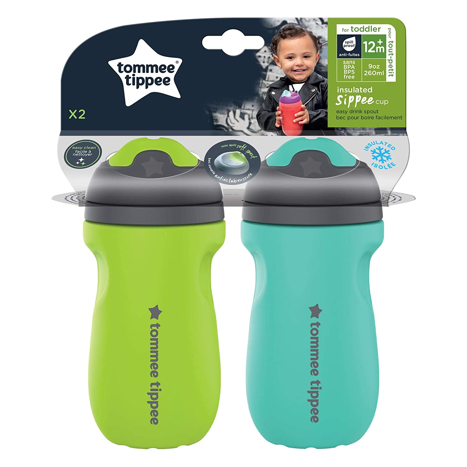 Tommee Tippee Insulated 9oz Spill Proof Portable Toddler Straw Cup