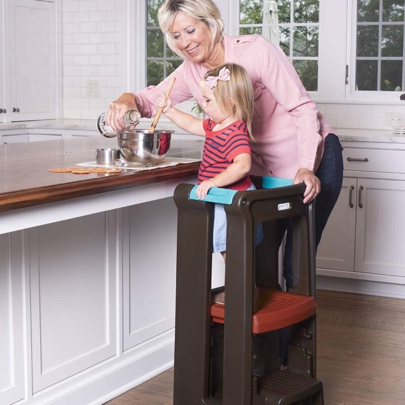 Simplay3 Toddler Tower Adjustable Stool with Three Adjustable Heights, Espresso