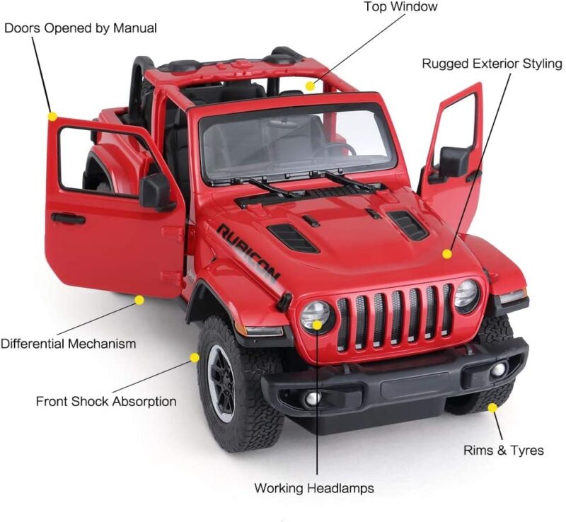 Rastar Jeep Wrangler JL RC, 1/14, Remote Control Car, Red