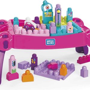 Mega Bloks First Builders New Build 'n Learn Table, Pink