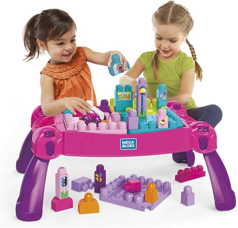 Mega Bloks First Builders New Build 'n Learn Table, Pink