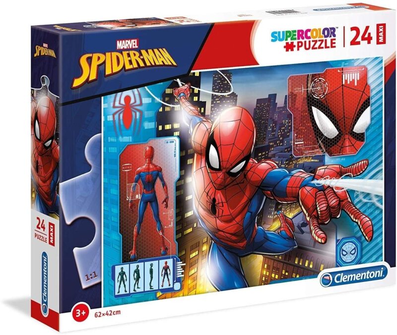 Clementoni Spiderman Puzzle, 24 pieces Maxi, SuperColor Series