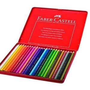 Faber Castell Pencils Metal Flat Box, 24 colors