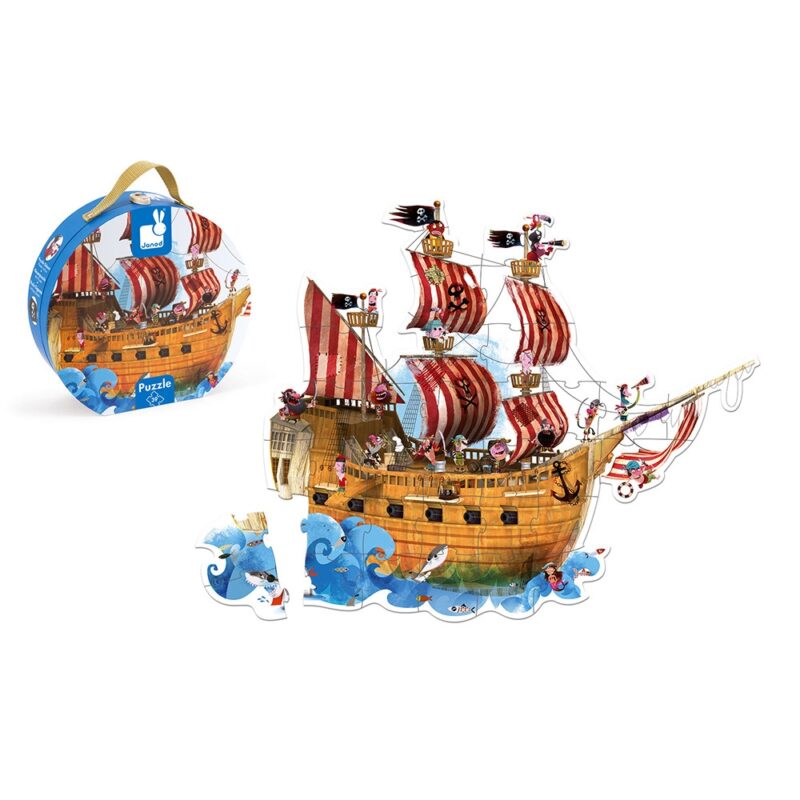 Janod Hat Boxed Giant Floor Puzzle Pirate Ship 39 pieces