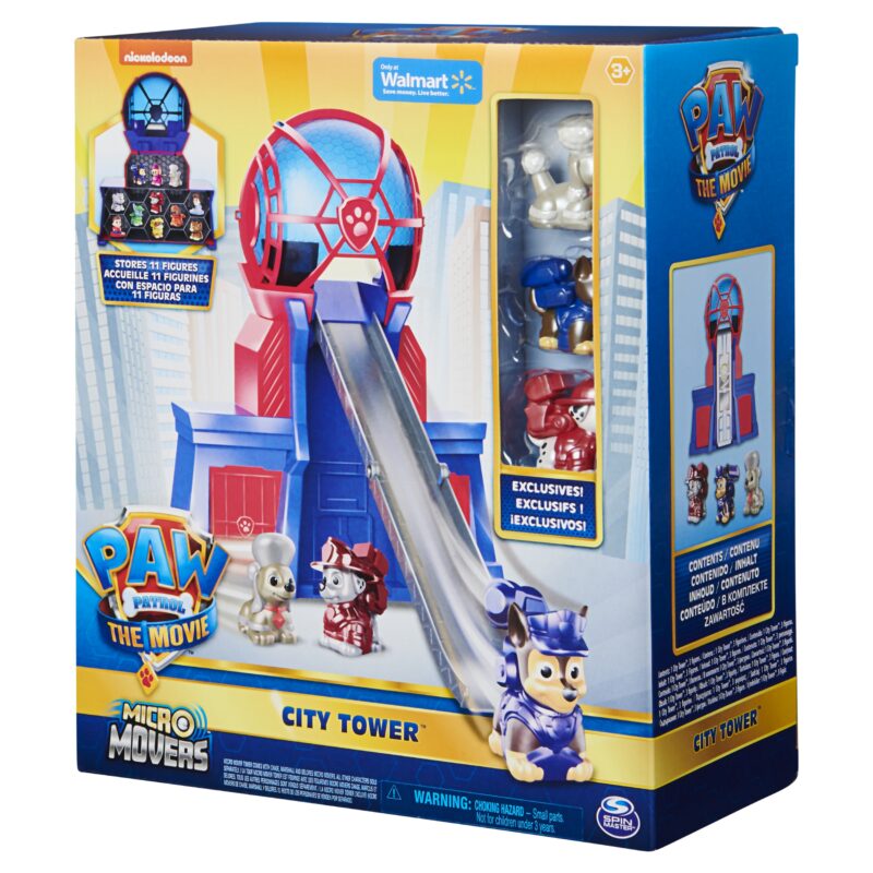 PAW Patrol, Micro Movers Movie City Tower with 3 Exclusive Toy Figures