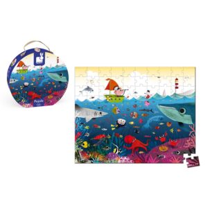 Janod Round Suitcase Puzzle Underwater World 100 pieces