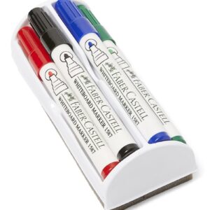 Faber Castell Round Tip Whiteboard Marker Round Tip Set of 4 + Eraser