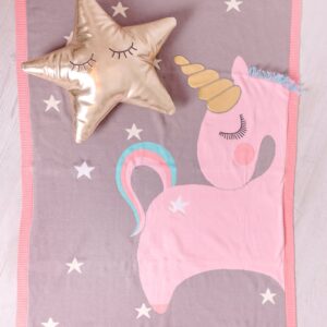 Bizzi Growin Baby blanket- Unicorn knitted baby blanket