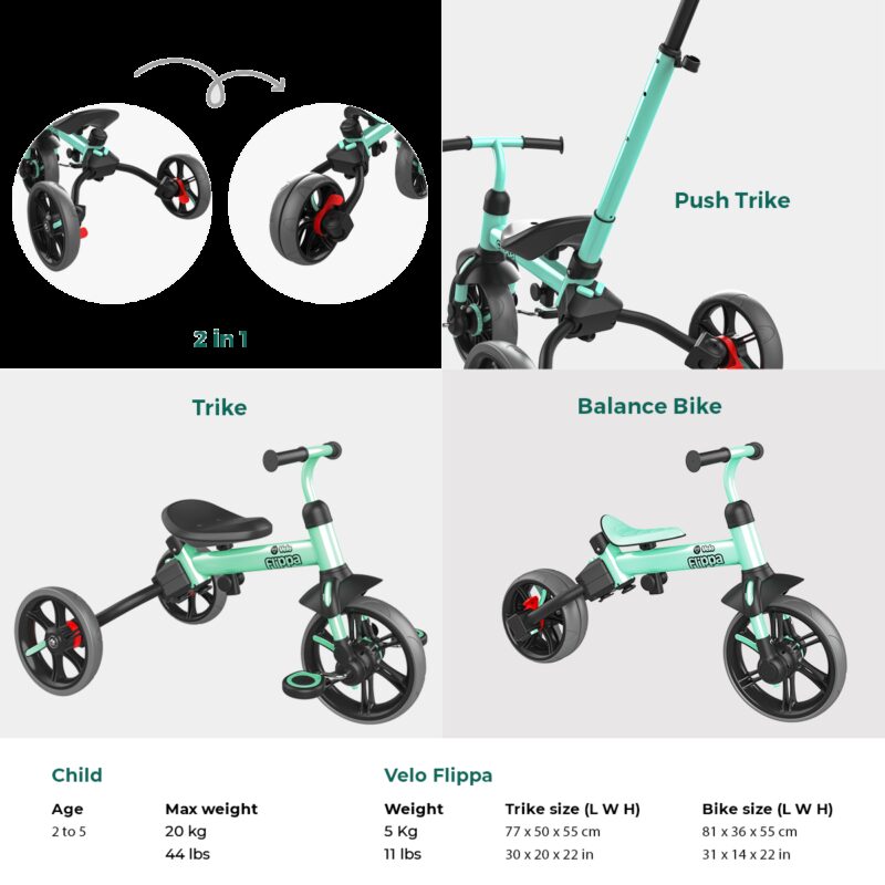 Yvolution Y Velo Flippa 4-in-1 Balance Bike To Trike