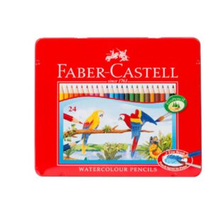 Faber Castell Color Pencils Metal Box Aqua - 24 colors + Brush