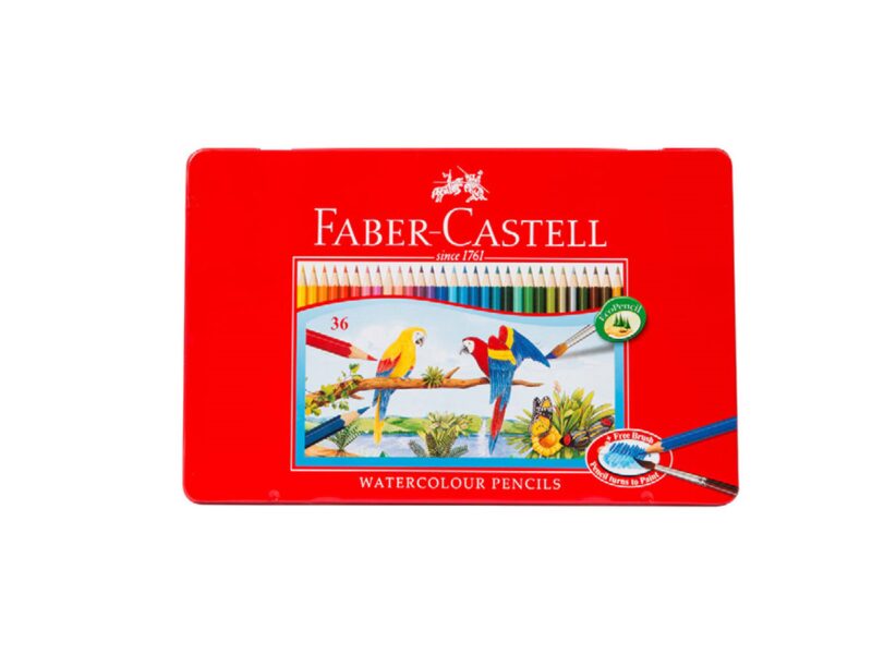 Faber Castell Color Pencils Metal Box Aqua - 36 colors + Brush